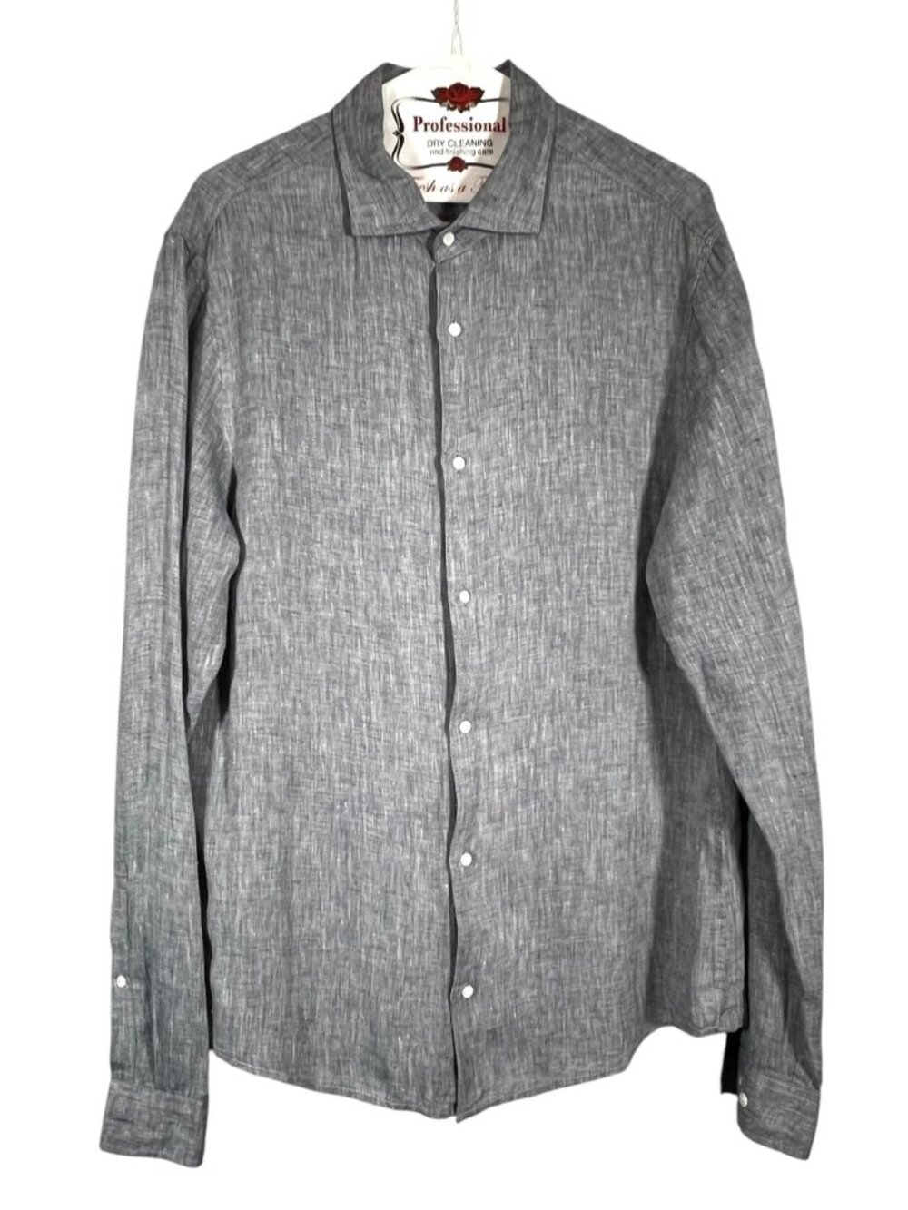 Michael Kors Linen Shirt Men M Slim Fit Gray Panhandle Production Wardrobe